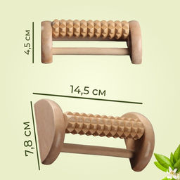 Массажёр для ног с шипами, деревянный, роликовый, 1 ряд, 14.5×7.8×4.5 см
