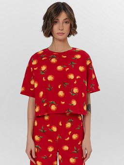 Комплект домашний женский красный с мандаринами - Mark formelle фото 2