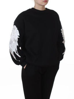 3416/3417 BLACK Костюм спортивный утепленный женский (95% хлопок, 5% эластан)