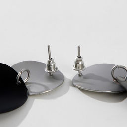 Серьги металл Тренд выпуклые диски, цвет чёрный в матовом серебре - Queen fair фото 2