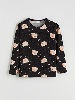 Bisiklet Yaka Ay? Bask?l? Kad?n Pijama ?st?