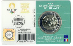 Монета 2 евро 2021 года Франция  XXXIII летние Олимпийские игры, Париж 2024 (в зеленом блистере)