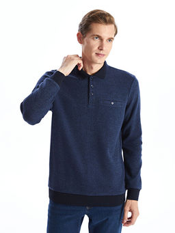 Polo Yaka Uzun Kollu Erkek Sweatshirt