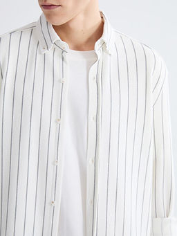 Regular Fit Uzun Kollu ?izgili Erkek G?mlek