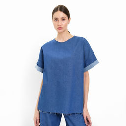 Футболка оверсайз женская MINAKU: Jeans Collection, электрик, размер 46
