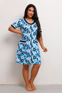 Халат женский из кулирки Марфа голубая ромашка макси - Амадэль фото 15