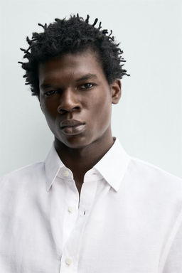 CAMISA REGULAR FIT  ALGOD?N - LINO / Blanco - Zara фото 5