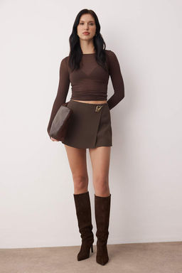 Kahverengi Aksesuar Detayl? Dokuma Sort & Bermuda TWOAW26SR00062