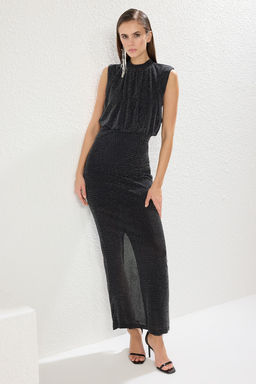 TRENDYOLMILLA Siyah Simli Orme S?k Uzun Abiye & Mezuniyet Elbise TPRSS25AE00101  фото 2