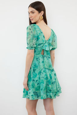 TRENDYOLMILLA Lacivert Cicek Desenli Mini Sifon Dokuma Elbise TWOSS23EL01171 фото 6