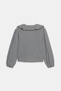 RUFFLED GINGHAM BLOUSE - Zara фото 6