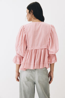 Blusa de algod?n con ribete de encaje - H&m фото 6