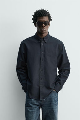 CAMISA REGULAR FIT C??AMO - ALGOD?N / Marino oscuro - Zara фото 2