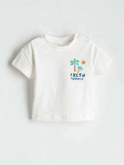 Bask?l? Bisiklet Yaka Erkek Bebek Ti??rt