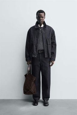 RELAXED FIT DENIM CHINO TROUSERS