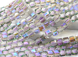 Бусины из циркона кубик гр.6*6мм цв.сиреневый хамелеон, 40см, 70 бусин Радуга камня