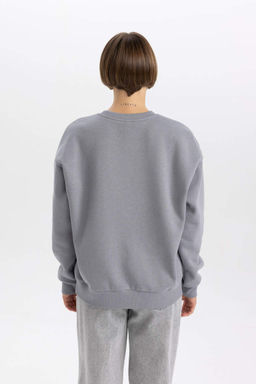 Плотный свитшот Relax Fit с круглым вырезом - Defacto фото 7