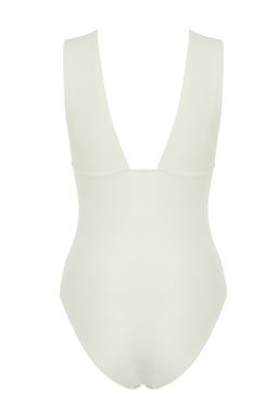 Ekru V Yaka Dokulu Regular Mayo TBESS24MA00045 - Trendyolmilla фото 10