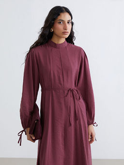 Dik Yaka Modal Kar???ml? Belden Oturtmal? Elbise