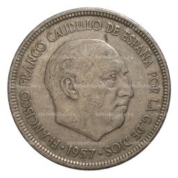 Монета 5 песет 1957 (68) года