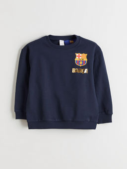Bisiklet Yaka Barcelona Bask?l? Erkek ?ocuk Sweatshirt