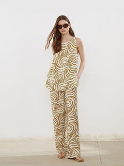 Bisiklet Yaka Desenli Modal Kar???ml? Bluz