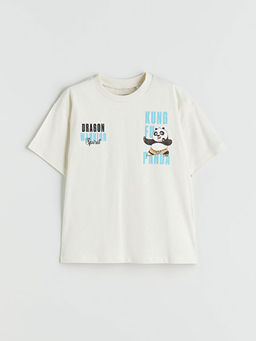 Bisiklet Yaka Kung Fu Panda Bask?l? Erkek ?ocuk Ti??rt