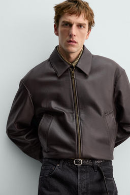 AARON LEVINE X ZARA LEATHER BOMBER JACKET  фото 4