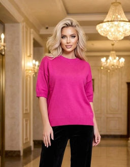 K13313 Джемпер (вязаный трикотаж) РОЗОВЫЙ