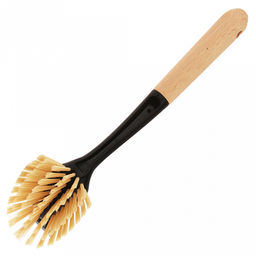 Щетка для посуды "Служанка" 29,3х7х6,3см, жесткая щетина ПВХ 2,5см, пластмассовый черный корпус, ручка бамбук (Китай)