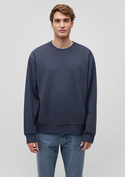 Bisiklet Yaka Lacivert Basic Sweatshirt - Mavi фото 3