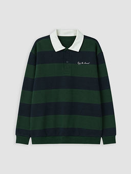 Polo Yaka ?izgili Erkek ?ocuk Sweatshirt