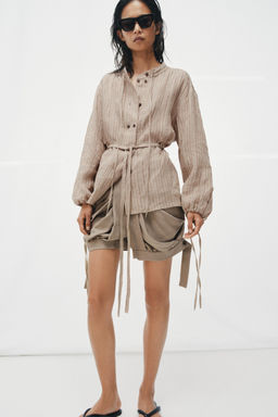 SHORTS FLUIDOS PLIEGUES ZW COLLECTION / Gris topo - Zara фото 2
