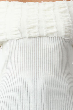 Pudra Yumusak Dokulu Carmen Yaka Ak?tma Detayl? Triko Kazak TWOAW25KZ00228 - Trendyolmilla фото 8