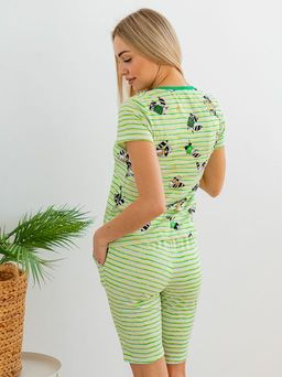Пижама женская из футболки и бридж из кулирки Локки зеленый - Амадель фото 10