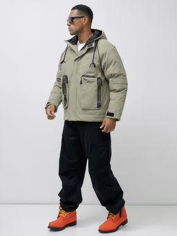 Куртка молодежная мужская зимняя с капюшоном серого цвета 25313_1Sr