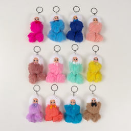 Цена за 12 шт. Брелок для ключей на кольце Пушистик. Малышка в шубке, на сумку, рюкзак, , 11 см, МИКС - Simaland фото 3