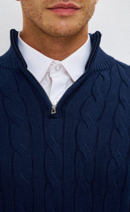 Джемпер мужской с воротником на молнии P221-15-235 тёмно-синий - Primm фото 3