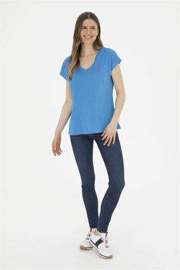 Женская базовая футболка Saks с v-образным вырезом Неожиданная скидка в корзине - U.s. polo assn фото 4