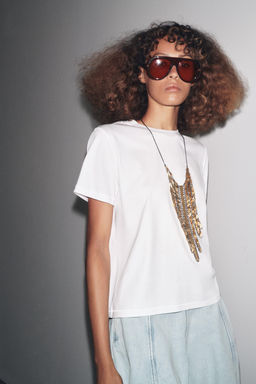 MERCERISED COTTON T-SHIRT - Zara фото 19