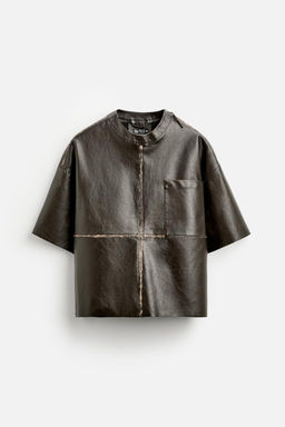 FADED LEATHER EFFECT OVERSHIRT - Zara фото 6
