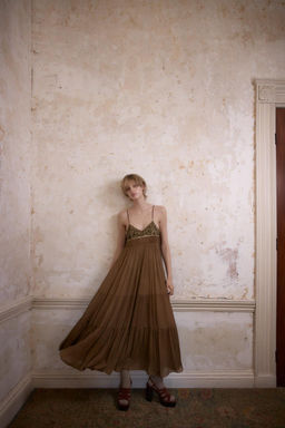 BEADED LACE PLISSE DRESS - Zara фото 4