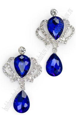 Серединка ювелирная с подвеской (2 шт) SF-5970, серебро/синий №18