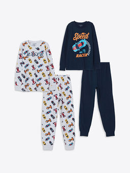 Bisiklet Yaka Erkek ?ocuk Pijama Tak?m? 2li