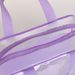 Косметичка-сумка на молнии для бассейна, большая, с ручками, прозрачная/сиреневая - Simaland фото 3