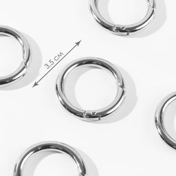 Цена за 100 шт. Кольцо-карабин, d=25/35 мм, толщина - 5 мм, цвет серебряный