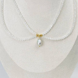 Колье из Лунного камня и Жемчуга 38 см +