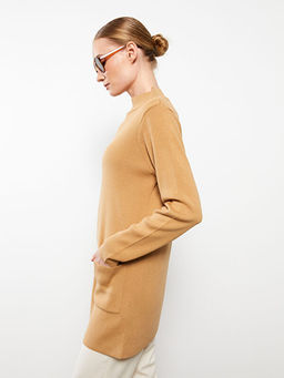 Yar?m Bal?k?? Yaka D?z Uzun Kollu Kad?n Triko Tunik