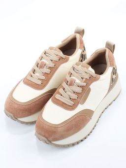 04-PDJ96-1 BEIGE/LT. BEIGE Кроссовки демисезонные женские (натуральная замша, натуральная кожа, текстиль)