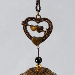 Музыка ветра Сердце со стрелой, металл, 3 колокольчика, 40 см